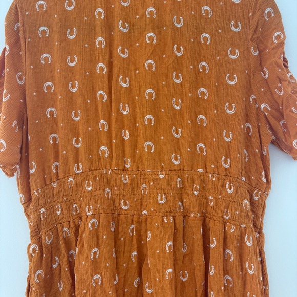 Idyllwind by Miranda Lambert XL Horseshoe Print Dress Smocked Waist V-Neck - Picture 7 of 11